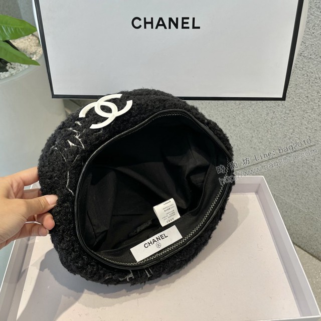 CHANEL專櫃新款女士百搭款貝蕾帽 香奈兒羊羔毛貝蕾帽  mmj1626